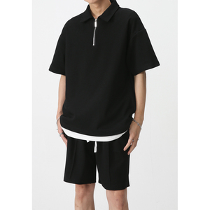 Ensemble tendance été pour hommes personnalisés T-shirt et short décontractés en coton respirant Survêtement court 2 pièces - Product Image 4