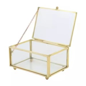 Boîte à bijoux en verre et en métal faite à la main, nouveau design, cadre en métal doré, cadeau - Product Image 2