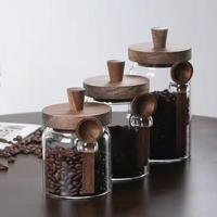 Vente en gros de boîtes de cuisine pour le stockage des aliments avec couvercle et cuillère en bois d'acacia