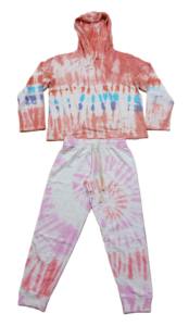 Suéter y pantalones con capucha Tye Dye para mujer, traje de dos piezas, Polar, cálido, informal, conjunto de 2 piezas - Product Image 6