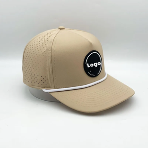 หมวกกอล์ฟปรับแต่งได้5แผงแบบสปอร์ตมีรูตัดด้วยเลเซอร์แผ่นยางพีวีซีปักโลโก้เชือกโลโก้ด้านข้างกันน้ำด้านหลังพลาสติก - Product Image 4