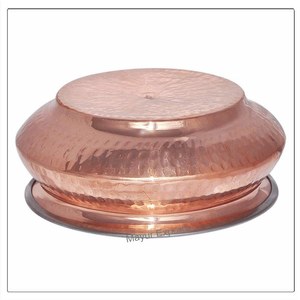 Plat de service rond en cuivre martelé avec chargeur en acier inoxydable Boîte à lunch à usage domestique pour hôtels - Product Image 4