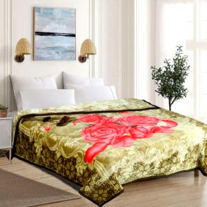 Couverture d'hiver en vison imprimée Raschel 100% polyester couverture douce et chaude avec motif solide pour lit double - Product Image 1