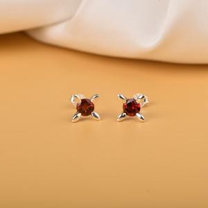 2025 Natural Garnet <b>Stud</b> Earrings 925 Sterling <b>Silver</b> January Birthstone Jewelry for Women Girls Gift Wholesale Custom Export - Product Image 4