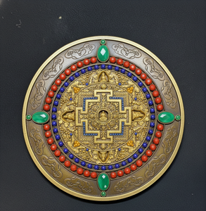 Handcrafted Energized Filigree Round <b>Statue</b> Tibetan Buddhism Brass Copper Casting <b>Religious</b> Mandala Figurine Sculpture India - Product Image 3