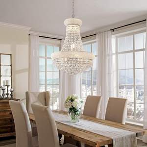 Lustre en cristal Empire chromé 12 lumières candélabre en métal pour salle à manger salon foyer chambre entrée (diamètre 22 '') - Product Image 1