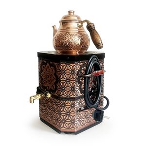 Copper Gel Fuel or Electric MiddleEast Style Nostalgic Samovar <b>Tea</b> Boiler 3L Eco-Friendly Antique Varnished Stocked - Product Image 2