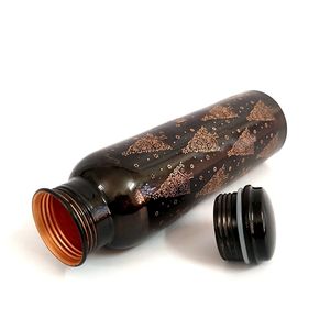 Botella de agua de cobre puro 100% hecha a mano india, diamante antiguo, negro oxidado, capacidad de 700ml, tapa de estilo deportivo, Fitness Direct - Product Image 5