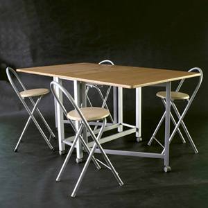 Juego de Mesa de Madera y 4 Taburetes WELL HOME, Diseño Inspirado en Libros de Jardín - Product Image 3