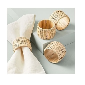 Porte-serviette en bois brun naturel rond pour salle à manger cuisine fêtes mariages chambre salle de bain table extérieure zone de conception - Product Image 2