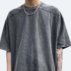 T-shirts surdimensionnés pour hommes en gros, streetwear, logo personnalisé, impression DTG, t-shirts en coton lourd pour hommes, streetwear, t-shirt délavé à l'acide - Product Image 2