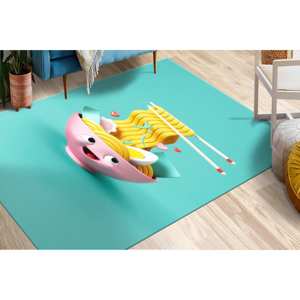 Tapis imprimé - Tapis de cuisine moderne avec motif de nouilles ramen, tapis en velours de luxe - Product Image 4