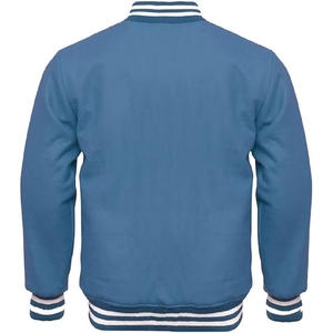 Veste de sport premium pour homme en acier bleu, authentique, style Letterman, avec bordure côtelée rayée - Product Image 2