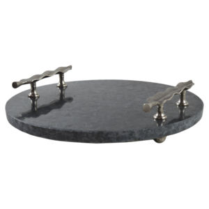 Plateau de service créatif fait à la main à six côtés hexagone blanc avec poignées en métal doré plateau de service en marbre décoratif de noël - Product Image 5