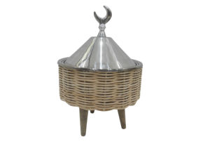 Marmite en acier inoxydable au design martelé avec couvercle en or Casserole de nourriture décorative faite à la main Marmite de qualité durable - Product Image 5