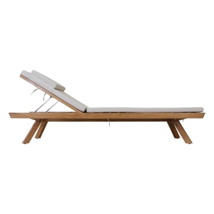 Tumbona para patio, tumbona de madera de teca maciza con cojín para exteriores y acabado impermeable - Product Image 2