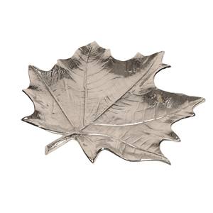 Plateau à feuilles de luxe haut de gamme pour la décoration et le service des aliments Plat décoratif en métal et aluminium enduit d'argent fait à la main - Product Image 6