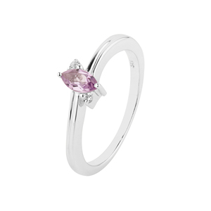 925 Sterling <b>Silver</b> Shah Gems Women's <b>Ring</b> with Natural <b>Amethyst</b> and White Topaz Gemstones Marquise Cut Everyday Wear <b>Ring</b> - Product Image 1