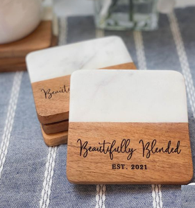 Posavasos de Madera de Acacia de Estilo Clásico, Forma Cuadrada, para Tazas de Café, Posavasos de Madera de Acacia para Bebidas, Café, Té - Product Image 1