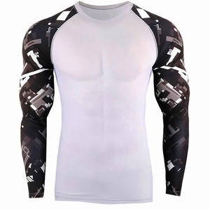 Rash Guard respirant à manches longues de haute qualité pour hommes, teint uni, couleur unie, sport, course à pied, boxe, vêtements d'arts martiaux - Product Image 5