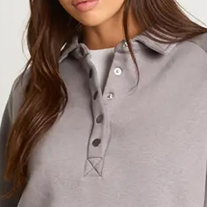 Col rabattu pour les acheteurs en gros, vêtements décontractés pour femmes, sweat-shirt avec logo personnalisé, design à manches longues, service OEM - Product Image 2