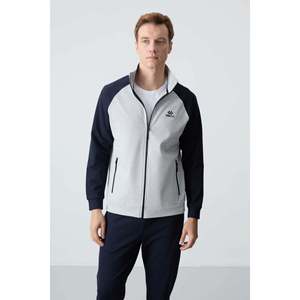 Ensemble de survêtement homme Tommylife coupe décontractée col montant jambe classique 85113 Gris - Bleu marine - GRIS MELANGE/NOIR - Product Image 5