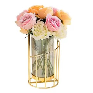 Ensemble de 2 vases en métal et en verre pour plantes en forme de tube à essai pour la décoration de la maison et du bureau - Product Image 6