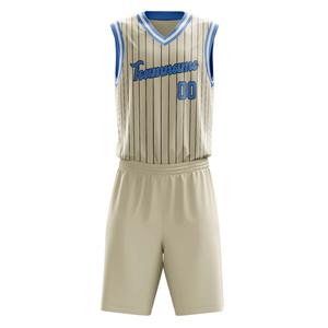Maillot de basket-ball et short pour hommes rayure conception évacuation de l'humidité respirant 100% polyester tissu personnalisé uniforme de sport pour hommes - Product Image 4