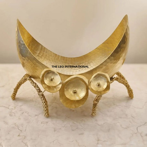 Set of 5 Modern Eco-Friendly Fruit <b>Bowl</b> Aluminum Leaf Design with Gold Plated Customized Technique Free Food Grade - Product Image 4