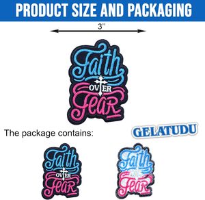 Foi sur la peur croix Patch 3 pouces chrétien religieux jésus Bible verset fer sur/coudre sur broderie tissu appliques patchs - Product Image 6