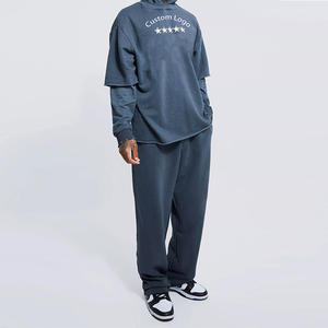 Conjunto de chándal unisex personalizado con logotipo de impresión personalizado y etiqueta privada, chándal, pantalones de chándal de peso pesado y sudadera con capucha, conjunto de dos piezas para hombre - Product Image 5