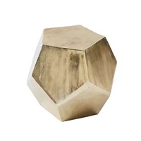 Desain daun meja samping mewah, dasar berlapis emas bentuk persegi kaca Set atas 2 meja kopi untuk dekorasi Hotel