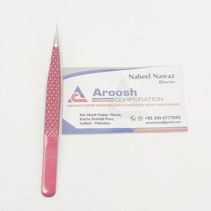 Pince à épiler d'extension de cils en fibre de volume de beauté personnalisée en gros Isolation de paillettes rouges Poignée pointue en diamant en acier inoxydable - Product Image 1