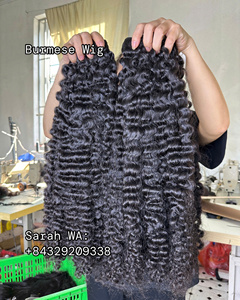 Extensiones de cabello de paquetes rizados birmanos Cabello humano virgen crudo de color negro natural 100% Cabello humano vietnamita - Product Image 1