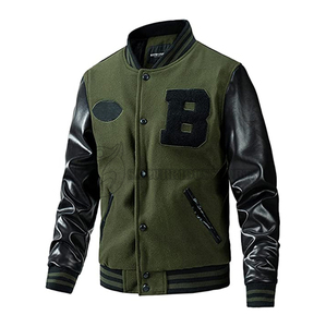 Customized <b>Vintage</b> Casual Letter Print Design Full Sleeve Wool Fabric Stand Baseball <b>Jacket</b> Winter New Air <b>Varsity</b> <b>Jacket</b> OEM - Product Image 3