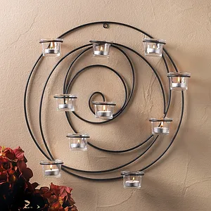 Candelabro de pared de lujo, forma redonda, Negro, en polvo, para decoración del hogar, hoteles, exterior e interior, Estilo Vintage, candelabro colgante - Product Image 1