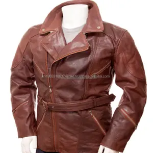 Customized high quality Leather Jackets Fashionable New Design Men Brown Lamb Leather Jacket From Indian Supplier