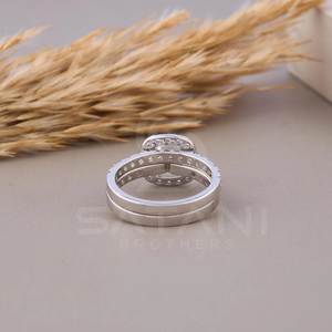 Round Moissanite Halo Bridal Set Featuring 65 Millimeter Center <b>Stone</b> Surrounded By 43 Sparkling Side Diamonds Engagement - Product Image 6