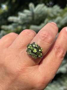 แหวนเพอริโดคลัสเตอร์ธรรมชาติ925เงินสเตอร์ลิงสีดำโรเดียมเครื่องประดับสไตล์วินเทจทำด้วยมือที่ไม่ซ้ำกัน - Product Image 2