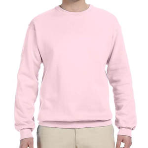 Sudaderas de algodón rosa claro para hombre, precio al por mayor, sudaderas de cuello redondo en blanco personalizadas, sudaderas a granel para hombre a la venta - Product Image 1