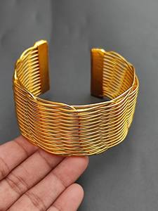 Handmade Polished Modern Vintage <b>Antique</b> Copper <b>Gold</b> Plated Cuff <b>Bangle</b> Adjustable Wide Wrist Armour Fashionable Jewelry - Product Image 5