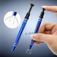 Pince à diamant à 4 griffes en acier inoxydable Outil de ramassage de perles avec attrape-billes pour la fabrication de bijoux corporels