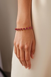Red <strong>Ruby</strong> <strong>Round</strong> <strong>Gemstone</strong> Silver Tennis Bracelet Natural <strong>Ruby</strong> 925 Sterling Silver 14k Gold Plated Jewelry Wedding Gift - Product Image 6