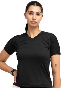 Camiseta de manga corta ajustada para mujer de talla XL, estilo deportivo de calidad superior, diseño estampado transpirable, punto sólido - Product Image 1
