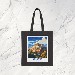 Sac fourre-tout design Athènes Grèce en toile durable pour les voyages toute l'année, fermeture ouverte avec décoration lettre pour usage quotidien toutes saisons - Product Image 3