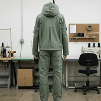 Survêtement tactique personnalisé pour homme en coton épais, écologique, délavé à l'acide, style vintage, avec doublure polaire unie et imprimé