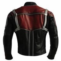 Costume de super-héros unisexe pour adulte en cuir véritable rouge-noir personnalisé (inspiré de la veste d'Ant-Man) |   Livraison gratuite) HH-011