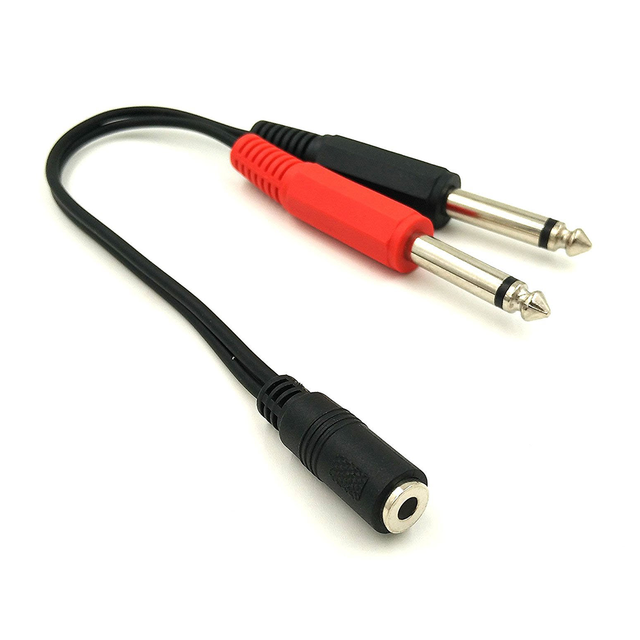 TRS 3.5mm Jack Adapter, 3.5mm 1/8 TRS Female to Dual 6.35mm 1/4 TS Male Stereo to Mono Y Splitter Cable