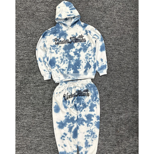 Winter Embroidery Patches <b>Zip</b>-Up Cotton Acid Wash Tracksuit Set 100% Polyester Cargo Flared Sweatpants <b>Hoodie</b> Solid Printed - Product Image 5