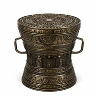 Grand tambour en cuivre de la minorité ethnique Zhuang, sculpture de 1 mètre en cuivre moulé, motif de dragon double face, traditionnel